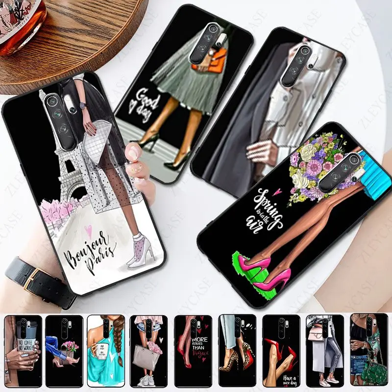 Модный чехол для телефона на высоком каблуке с цветком девушек redmi note8pro note7 note5
