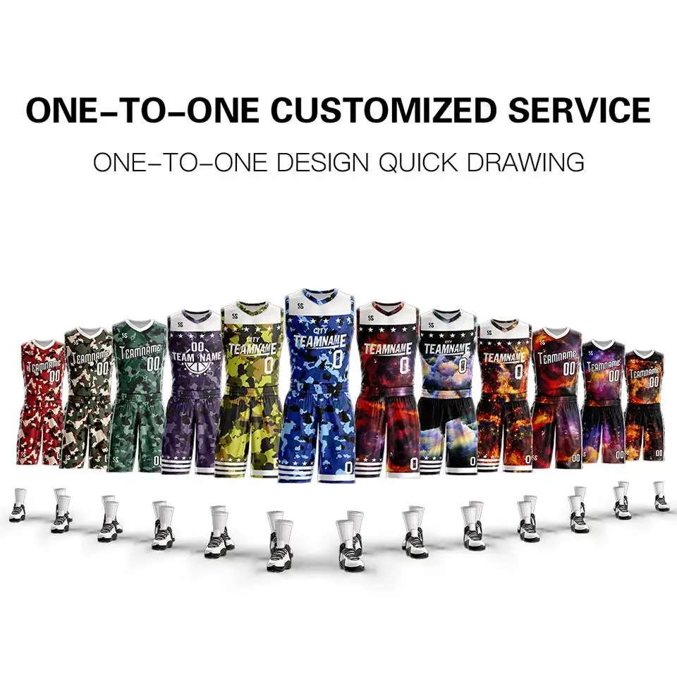 

Customized Team Mens Youth Basketball Set Jerseys Design Shirts Quick Dry Sport Wear