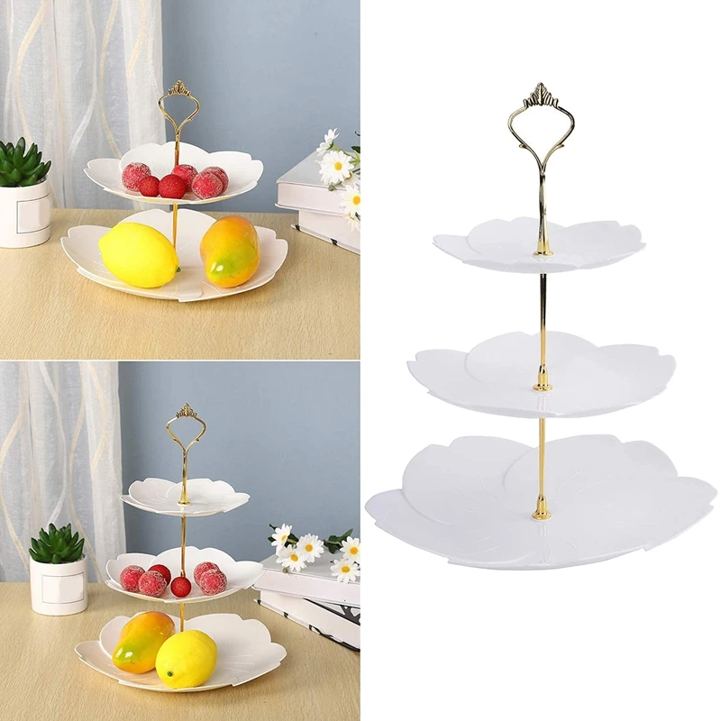 

3 Pack 3 Tiers White Cupcake Stand Dessert Plates Stand Tiered Serving Trays for Wedding Birthday Family Party