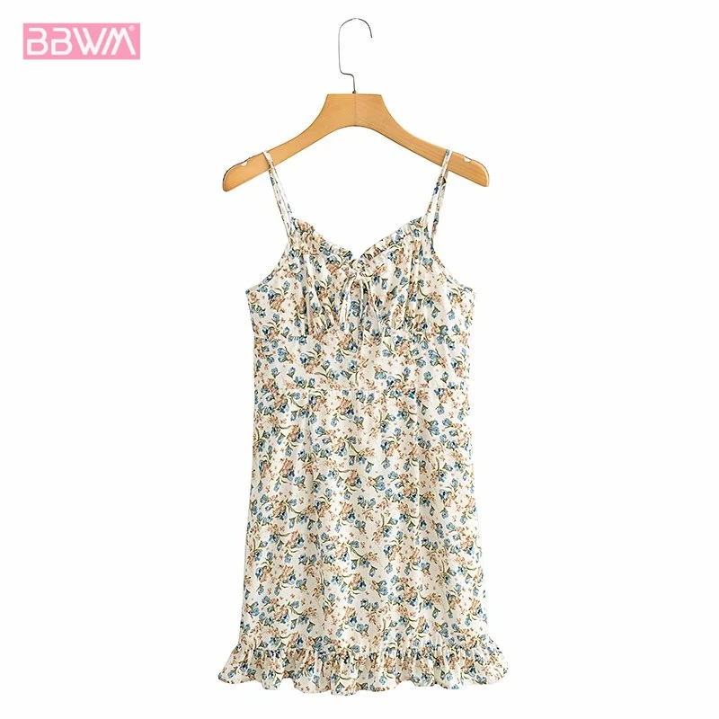 

Платье женское Винтажное с V-образным вырезом, пикантная юбка на бретелях с открытой спиной, с деревянными ушками, освежающее элегантное шик...