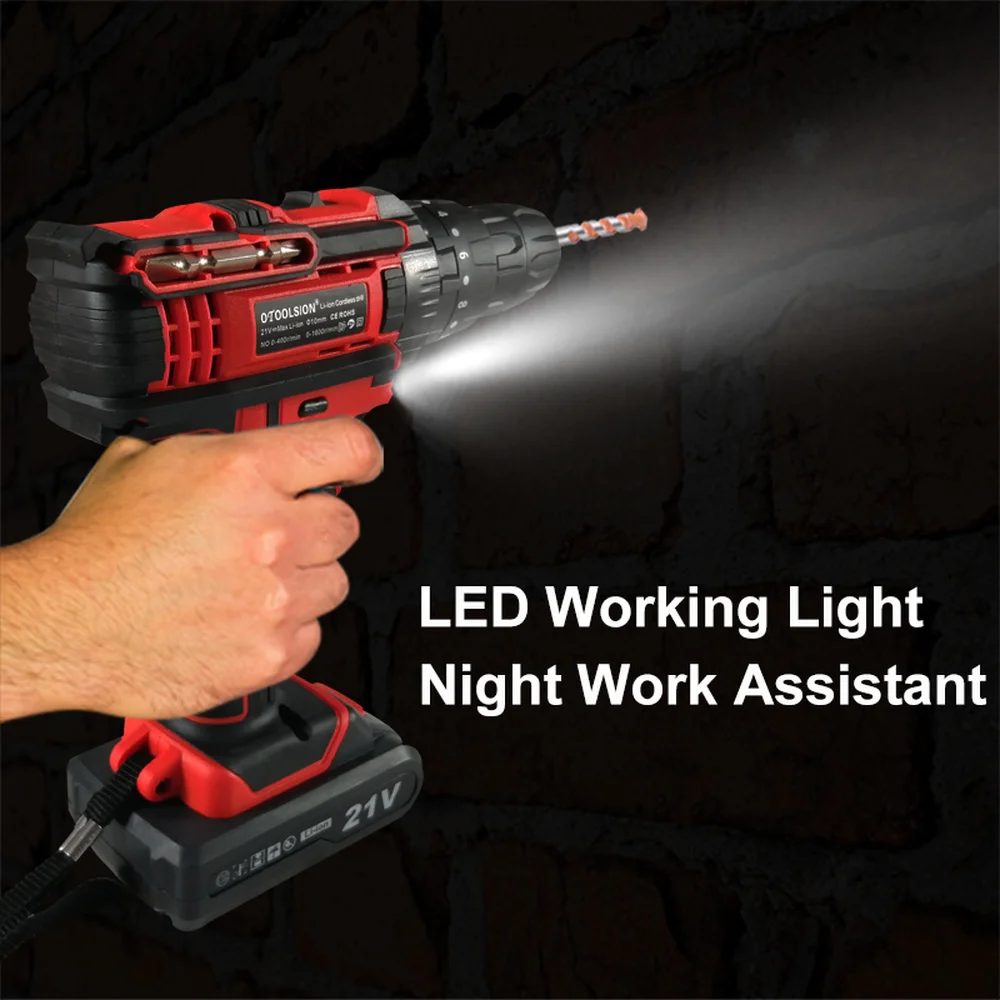 Двухскоростная ударная беспроводная отвертка 21 в дрель с аккумулятором