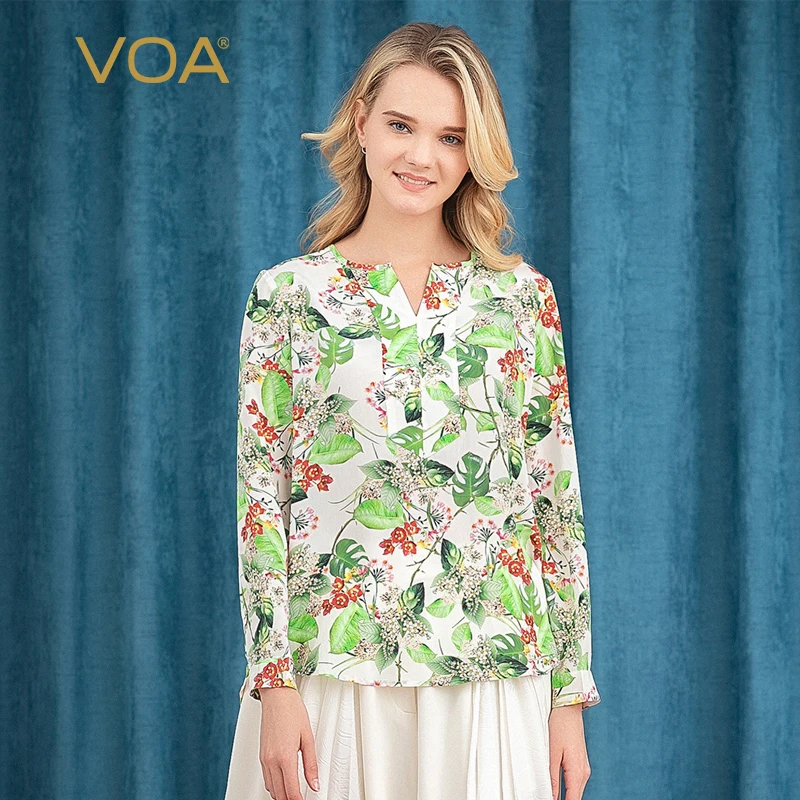 VOA Классическая 2017 летняя розовая красная шелковая футболка с длинным рукавом