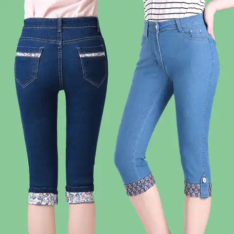 Woman's Jeans Black Denim Capri Pants Ladies Stretch Skinny Calf-Length Jeans 2022 Summer Women Casual High Waist Jean Femme