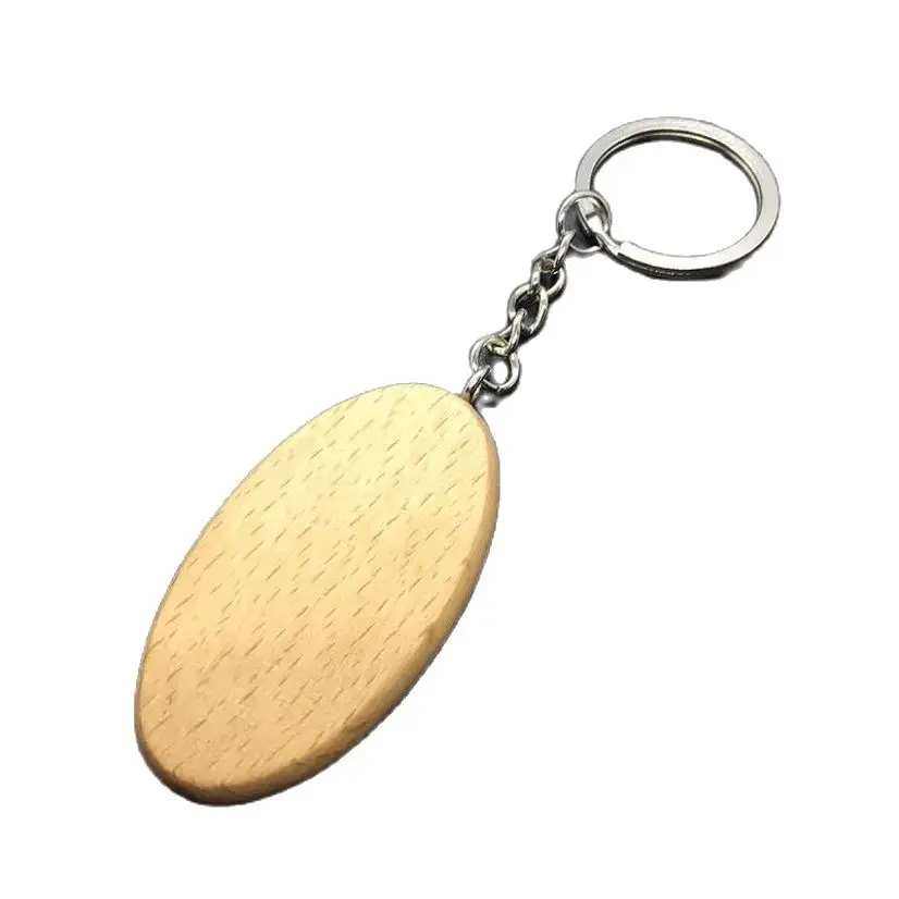 Деревянный брелок для ключей простые женские Овальные сердце квадратные Форма