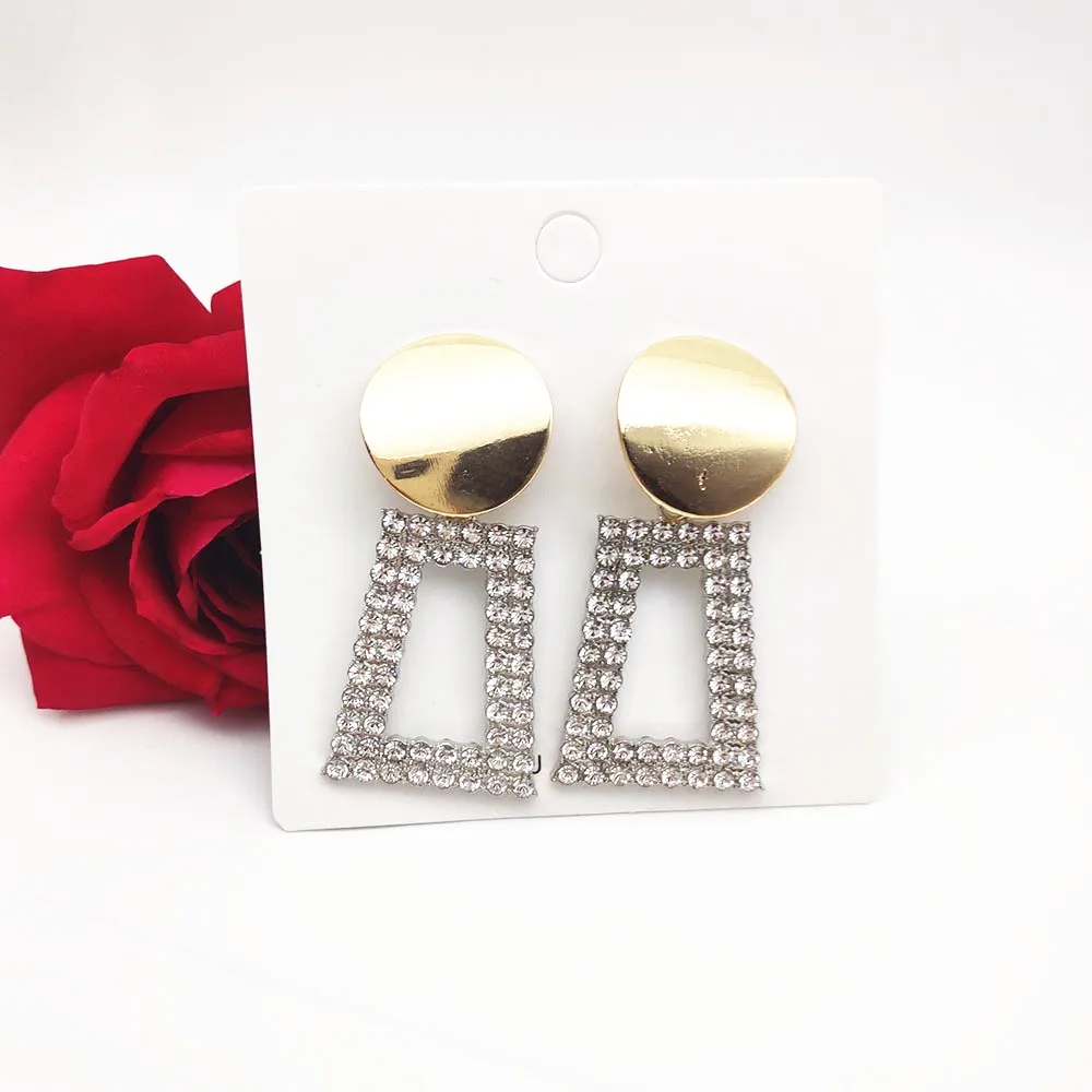 Прямоугольные Хрустальные подвесные женские серьги большие свадебные для