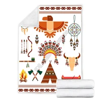 native style cozy premium fleece blanket 3d all over printed sherpa blanket on bed home textiles 04