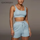 Новинка 2021, весенне-осенняя одежда GOOHOJIO, женская спортивная одежда, спортивный костюм с шортами, Женский Повседневный шикарный костюм из двух предметов для дам