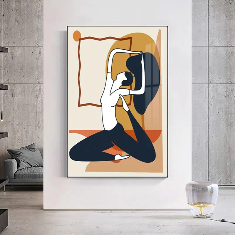 

Abstract Yoga Girl Poster Printing Canvas Wall Art Nordic Pilates Exercise Innovation Fitness Studio for The Sitting Room Decor