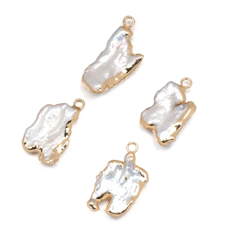

Irregular Phnom Penh White Natural Freshwater Pearl Pendants Making For Jewelry DIY Necklaces Accessories 12x20-18x23mm
