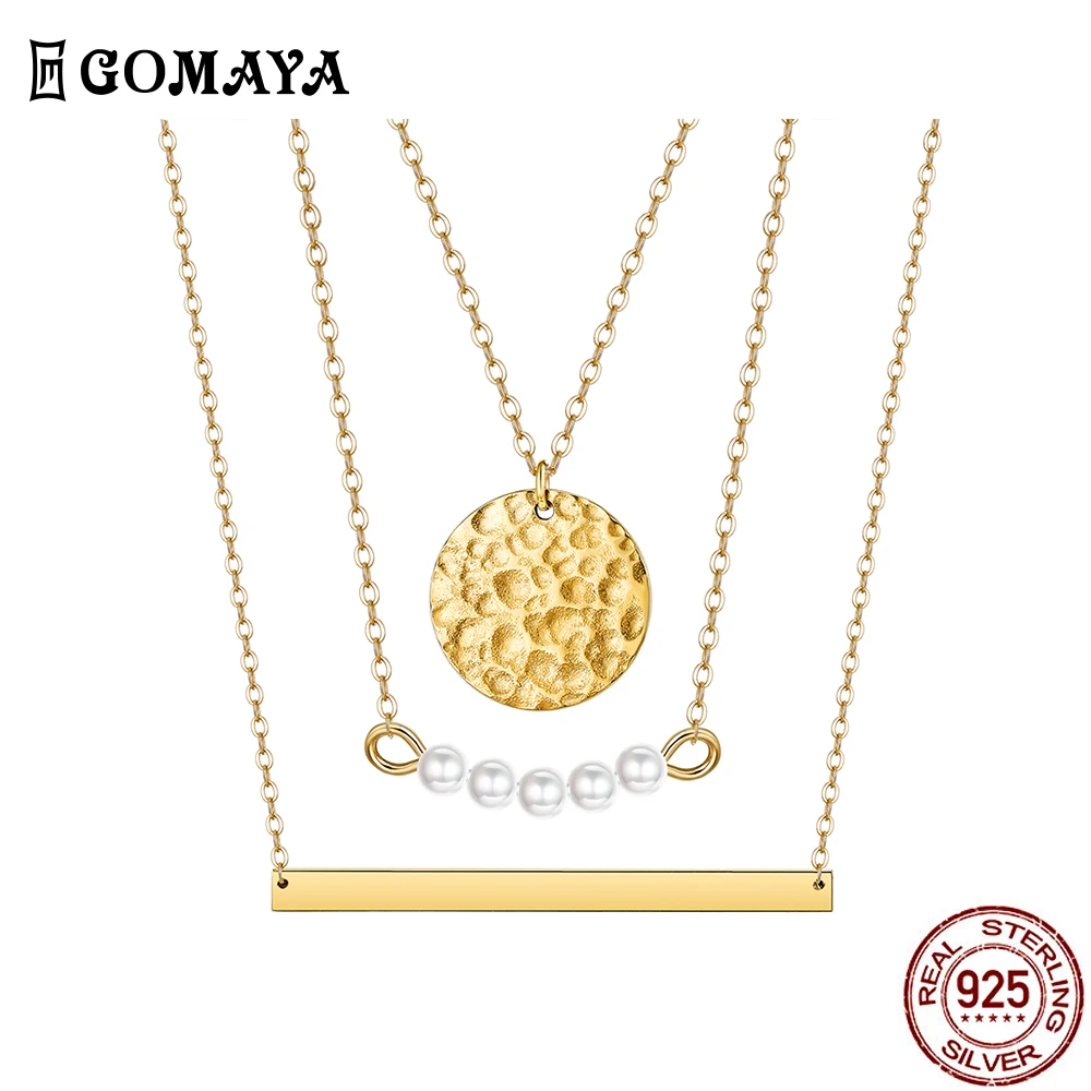 

GOMAYA Gold Colour Europe and America Style Necklaces For Women Round Shape Strip Pearl Lady Fashion Anniversary Jewelry On Sale