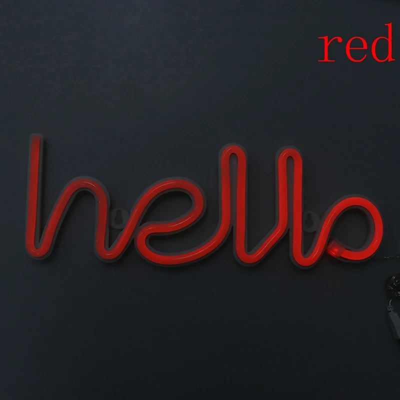 Красный Ночник неоновый Алфавит Hello неоновые огни для дня рождения Свадебная вечеринка спальня настенный Декор ночник - Испускаемый цвет: Красный