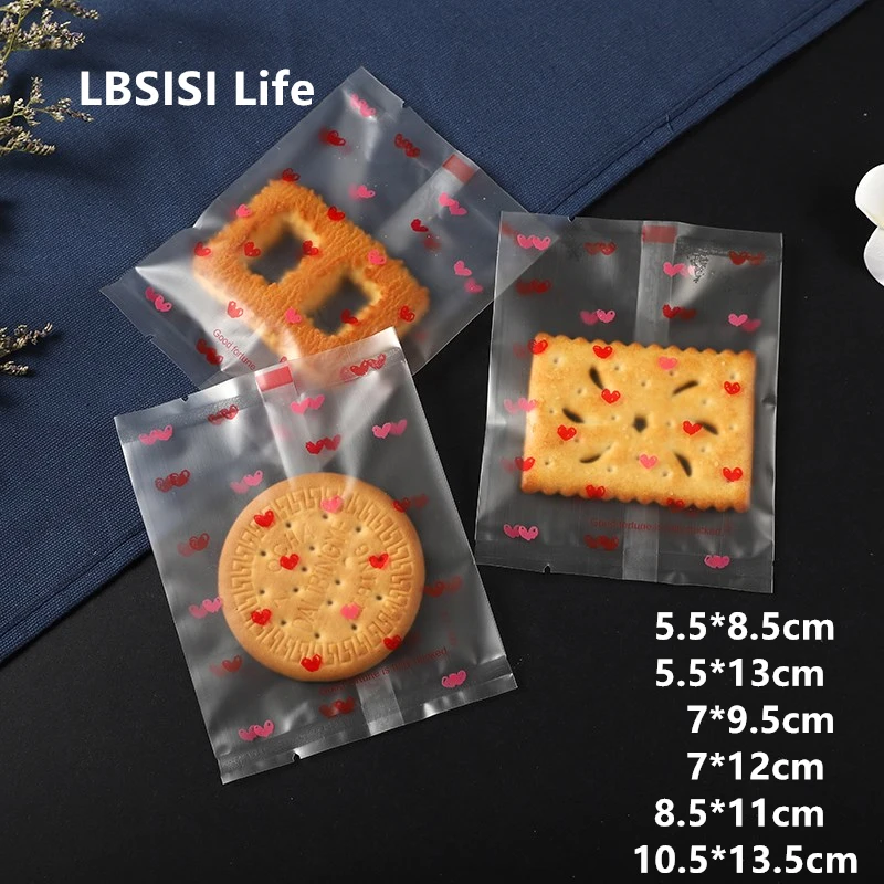 LBSISI жизни 100 шт сердце Горячая печать сумка шоколадное Бисквитное печенье