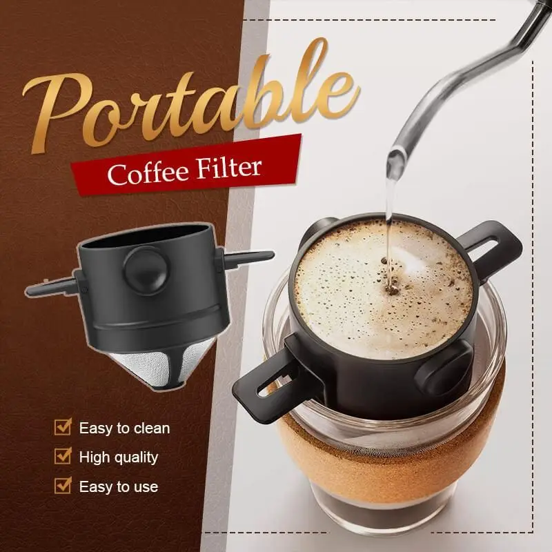 

Stainless Steel Portable Coffee Filter Coffee Tea Holder Easy Clean Reusable Paperless Pour Over Coffee Dripper Coffee Equipment
