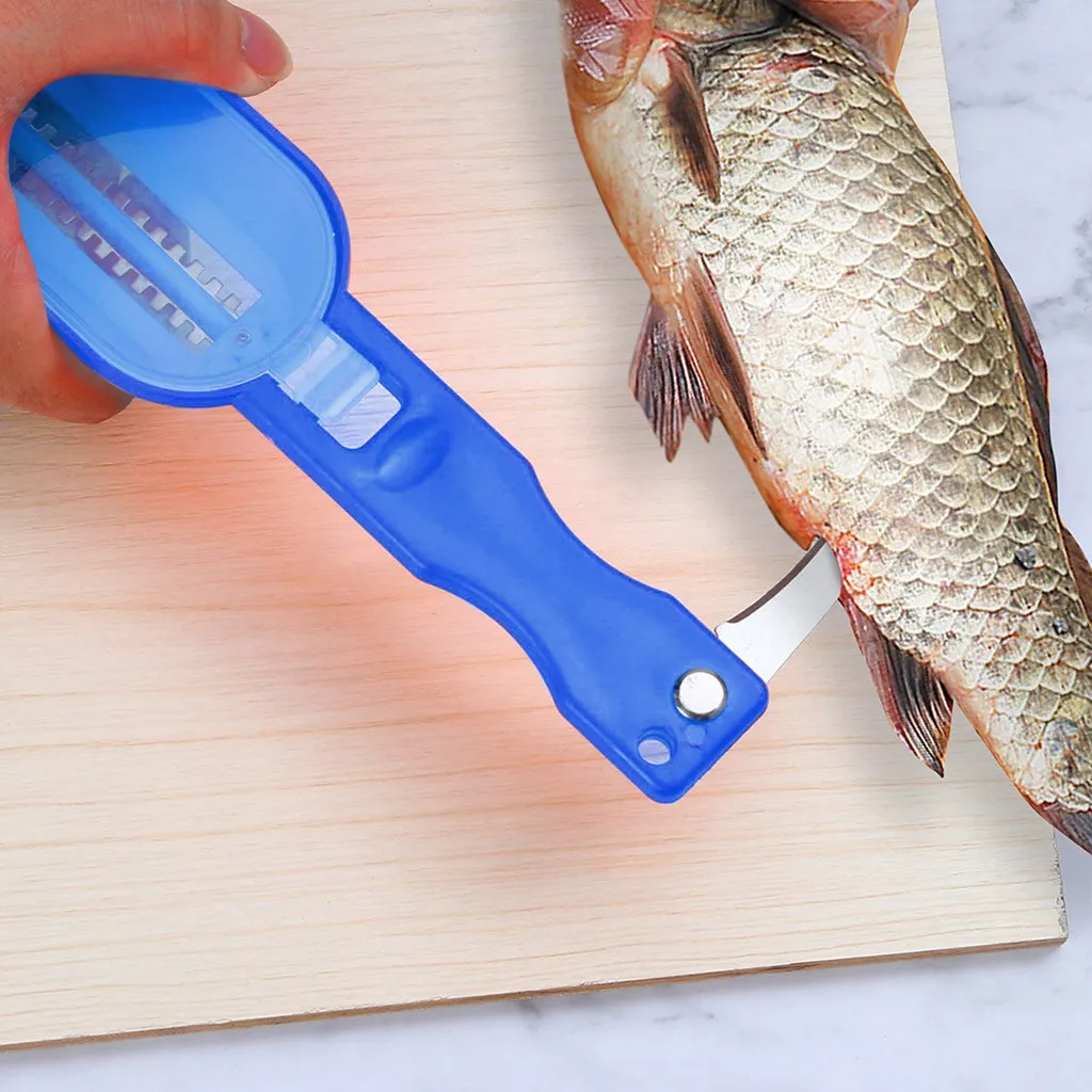 

New Creative Fish scale with lid Practical Fish Remover Scraper Cleaner Kitchen Tool Peeler 20x5.5cm Seafood Tools