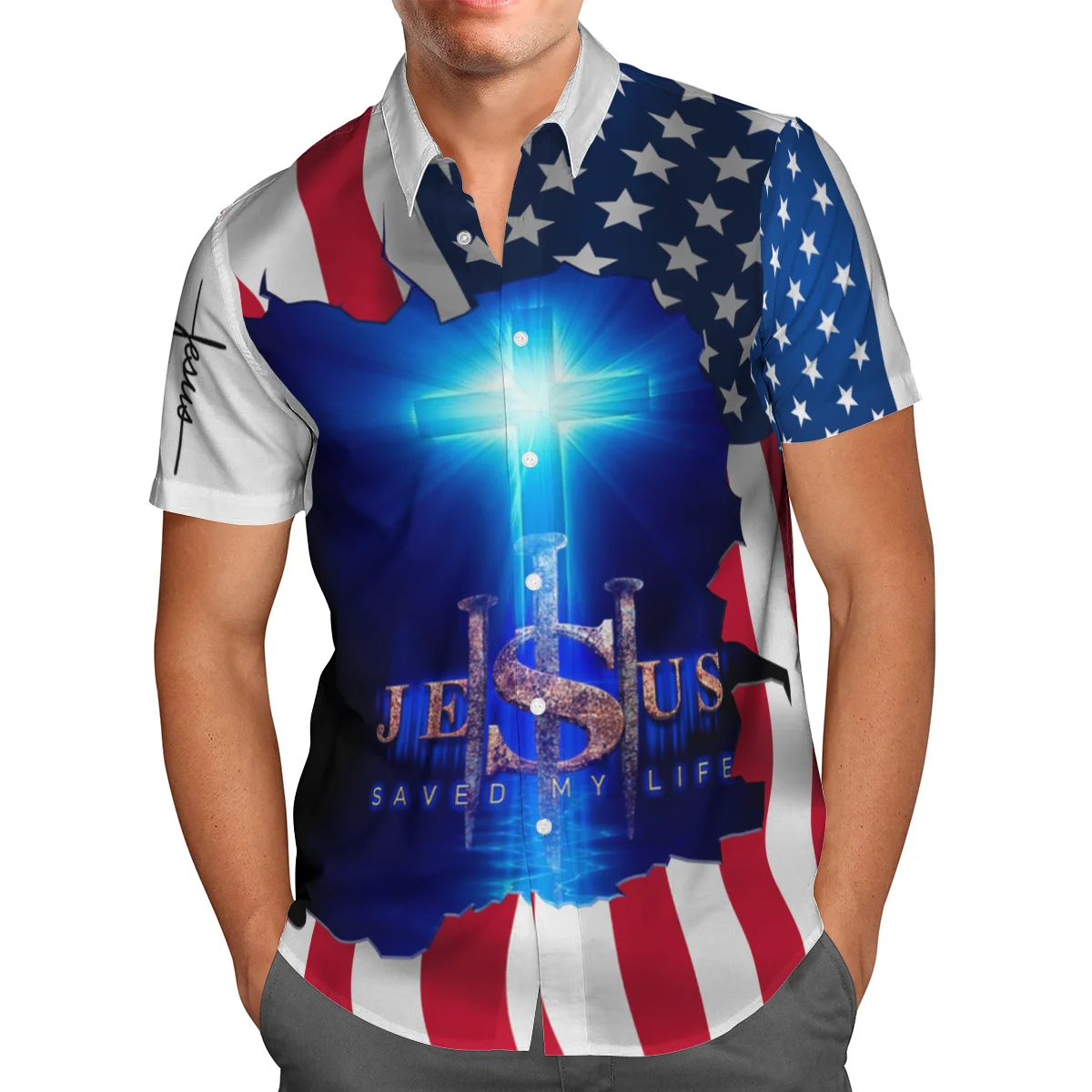 

God Jesus 3D Beach Hawaiian 2021 Summer Shirt Short Sleeve Shirt Retro Streetwear Oversized 5XL Camisa Social Chemise Homme