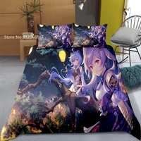 23 pieces genshin impact bed sheets 3d print japan cartoon anime bedding set colorful for kids bedroom duvet cover no sheets