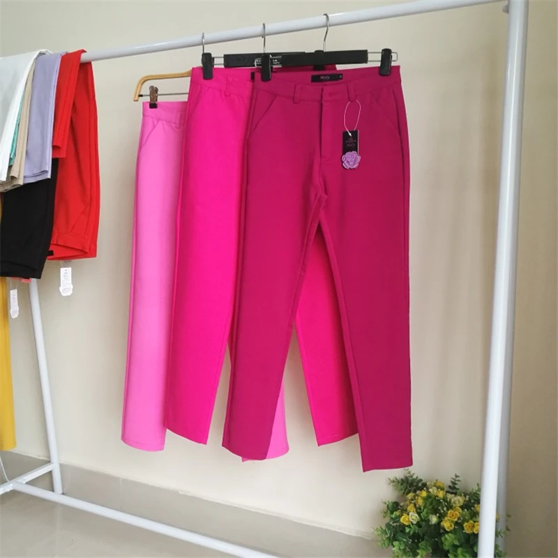 

Осенние модные женские брюки-карандаш 15 карамельных цветов, женская модель 4XL, повседневные брюки для мам, элегантные базовые модели 2020