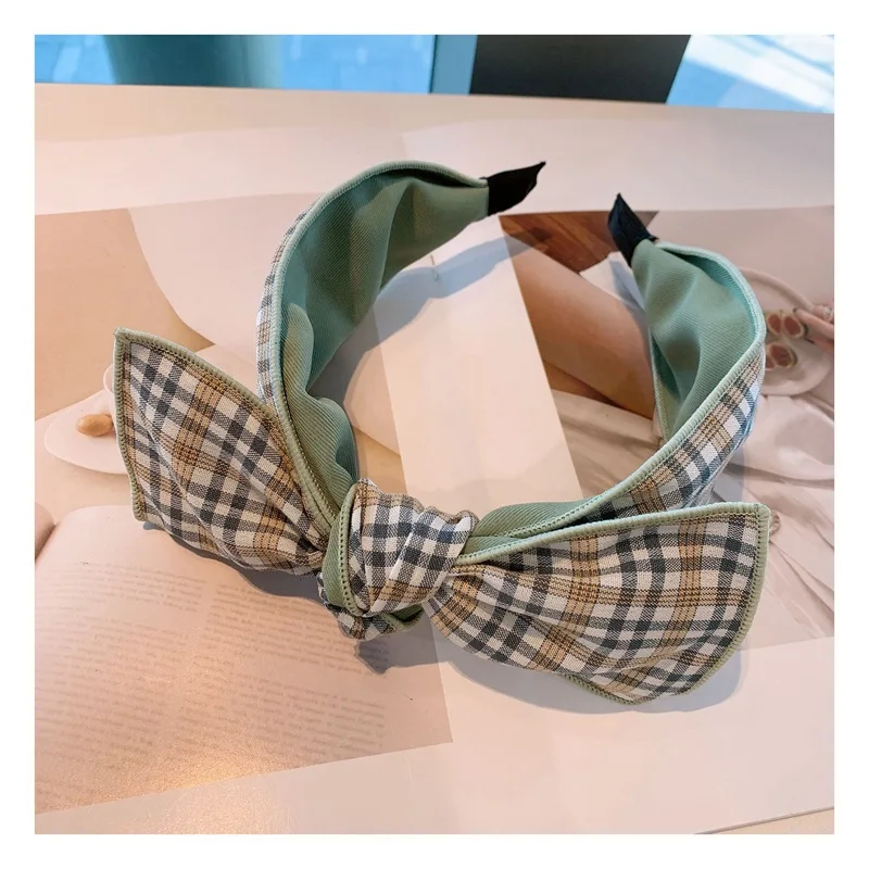 

Sen super fairy temperament headband simple contrast color plaid headband headband sweet pressure hairpin hairband headband
