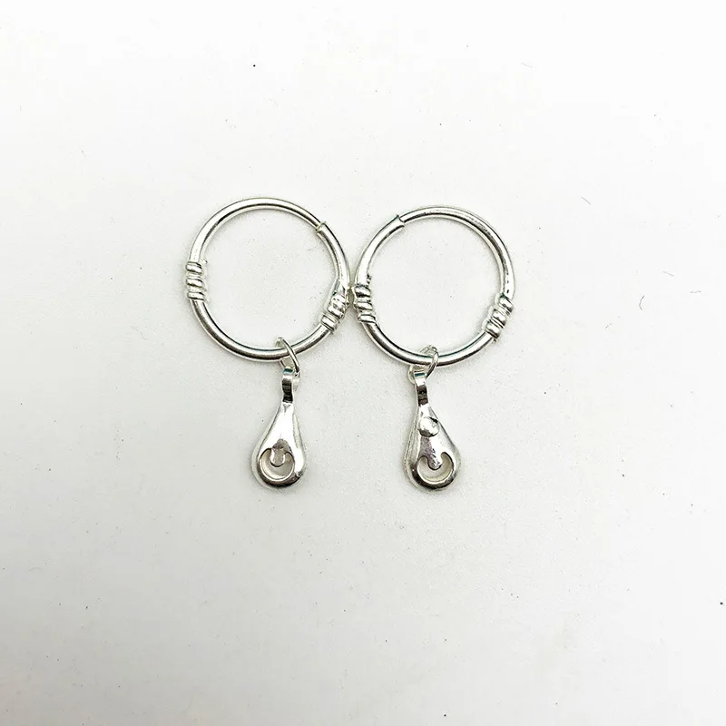 

990 Sterling Silver Earrings Female Small Circle Korea Personality Glossy Star silver jewelry Accessories wholesale