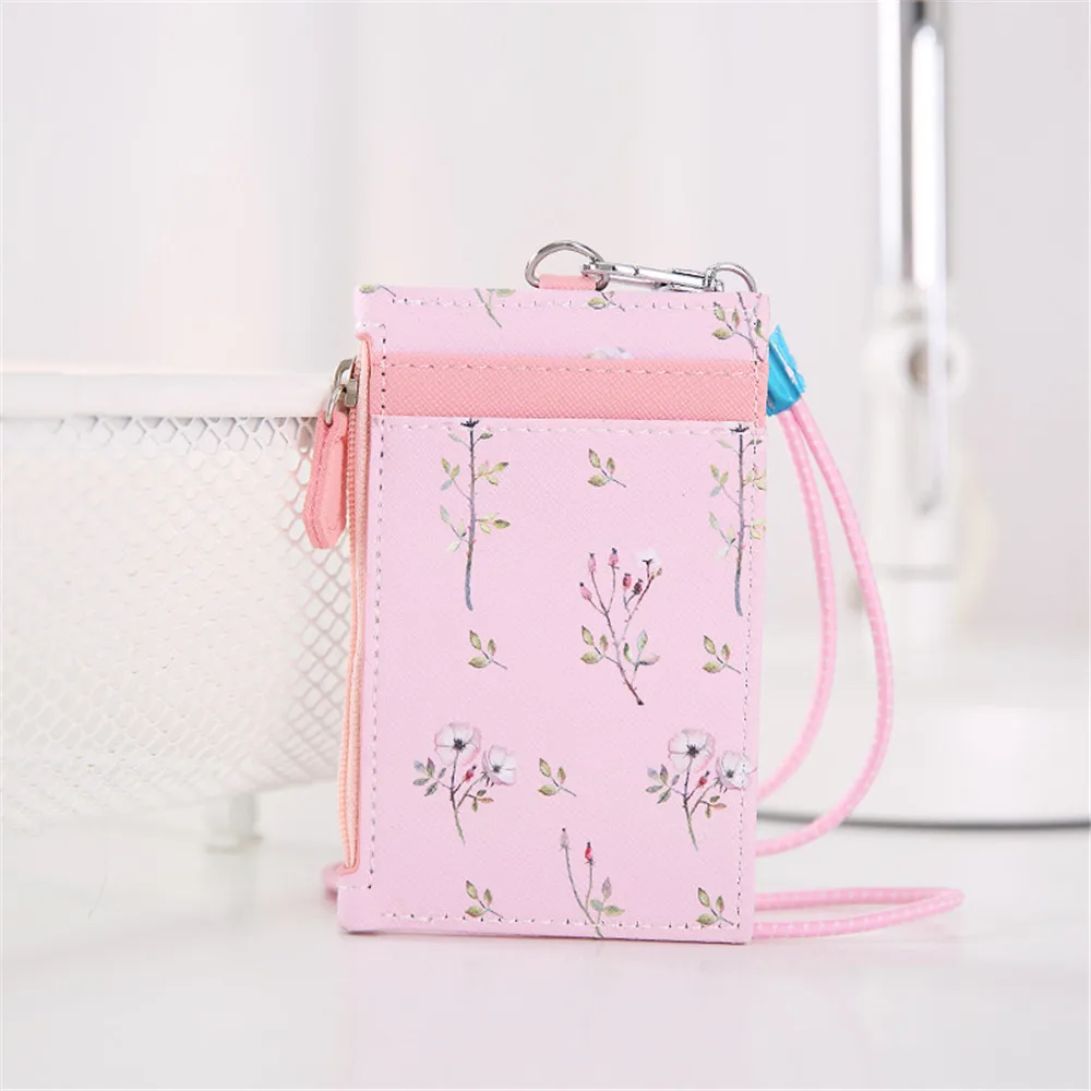 

1Pcs Cute Floral Card Holder Flowers Named Card Case Identity Badge with Lanyard ID IC Card Holder with Key Chain Travel Sccess