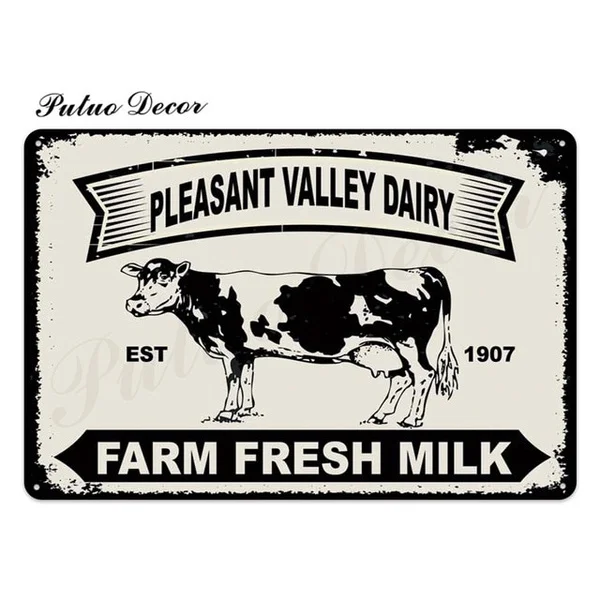 

Farm Tin Sign Milk Vintage Metal Sign Plaque Metal Vintage Farmhouse Wall Decor Cow Pig Retro Metal Signs(20x30cm)