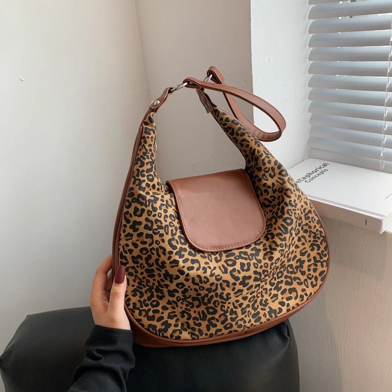 

Модные дизайнерские леопардовые вместительные сумки на плечо для женщин, сумки, кошельки, новинка 2021, винтажные большие повседневные сумки ...