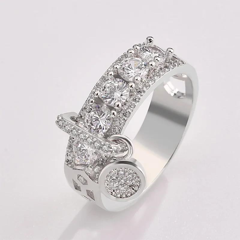

European and American fashion creative zircon Women's ring female temperament disc ring Jewelry for women 2021 new accessories