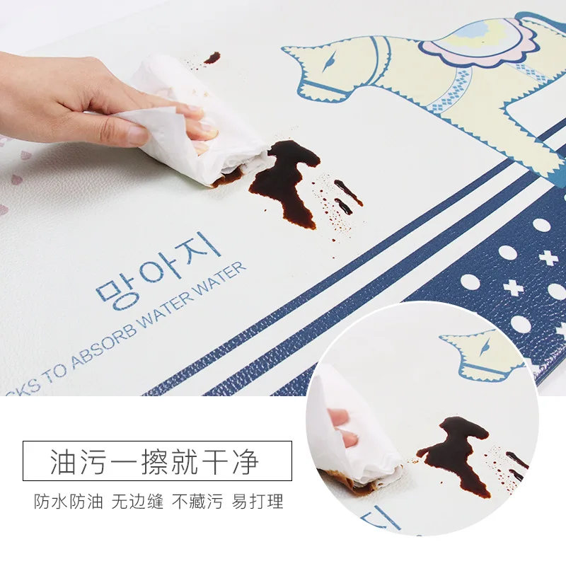 

Leaves Printed Oilproof Kitchen Rugs A Set PVC PU Carpet Doormat Home Indoor Outdoor Anti-slip Dust-proof Floor Door Mats Decor