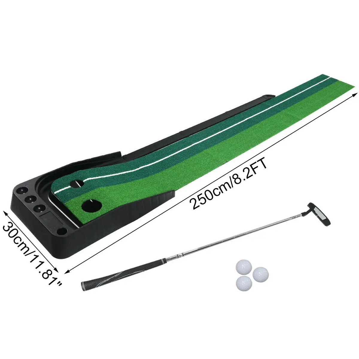 

2.5M Portable Golf Putting Mat Golf Putter Trainer Green Putter Carpet Practice Set Ball Return Mini Golf Putting Green Fairway