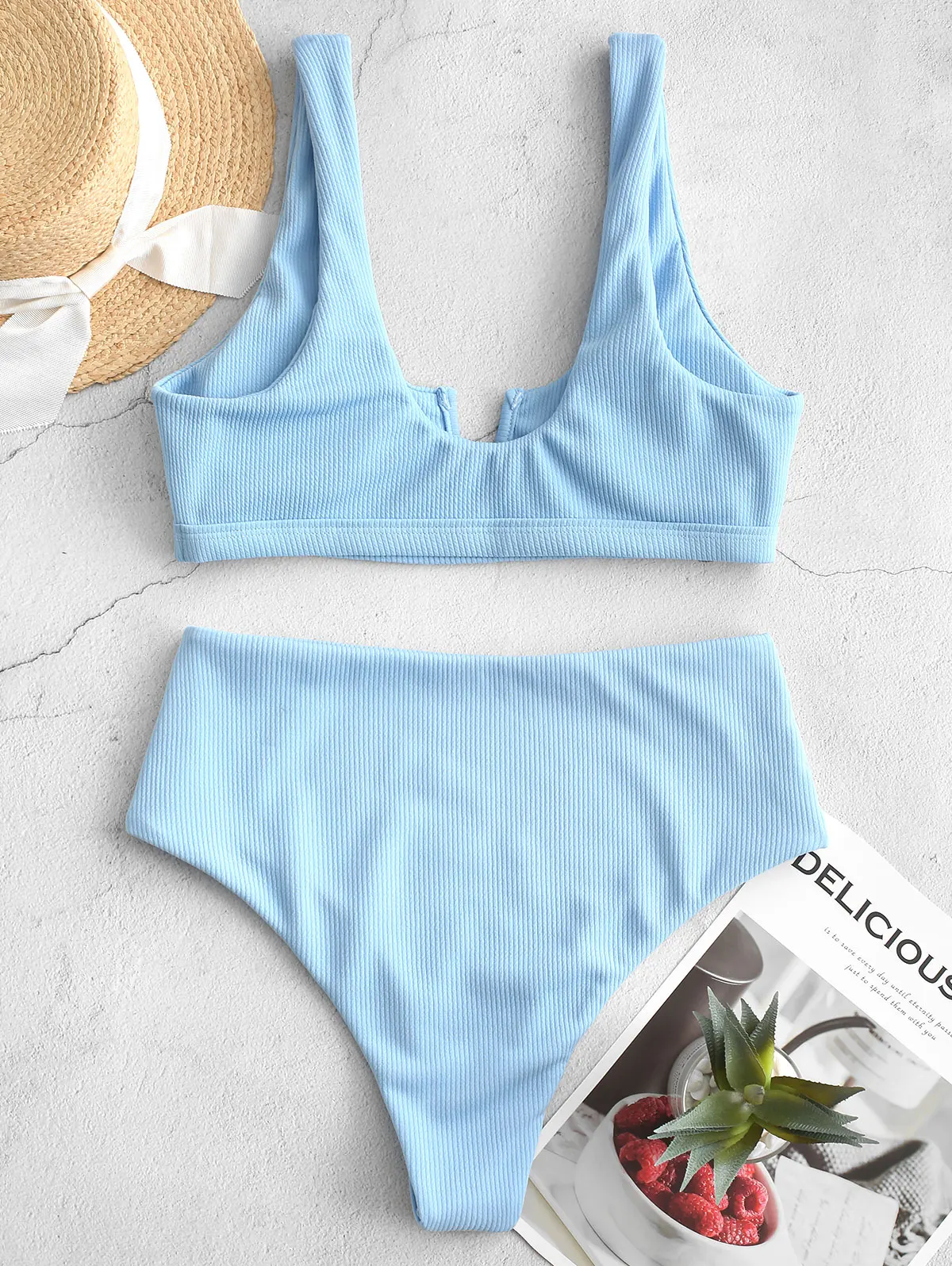 Женский купальник-бикини ZAFUL купальник из специальной ткани с высокой талией и