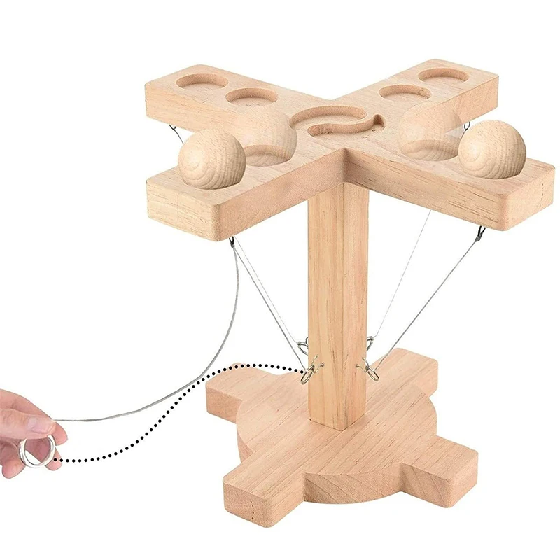 

Hook Ring Toss Game Handmade Wooden Ball Throwing Fast-paced Battle Game Detachable Hook and Ring Desktop Play for Bar GRSA889