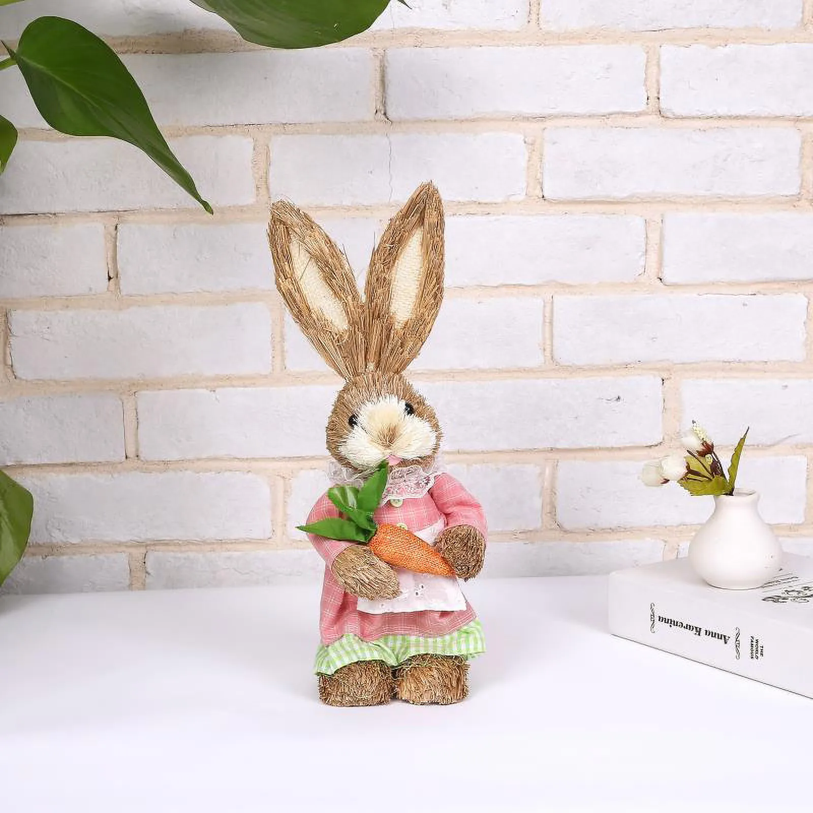

Easter Simulation Bunny Home Garden Bunny Decoration Creative Straw Bunny Ornament Simulated Rabbit Decor Garden Decoration