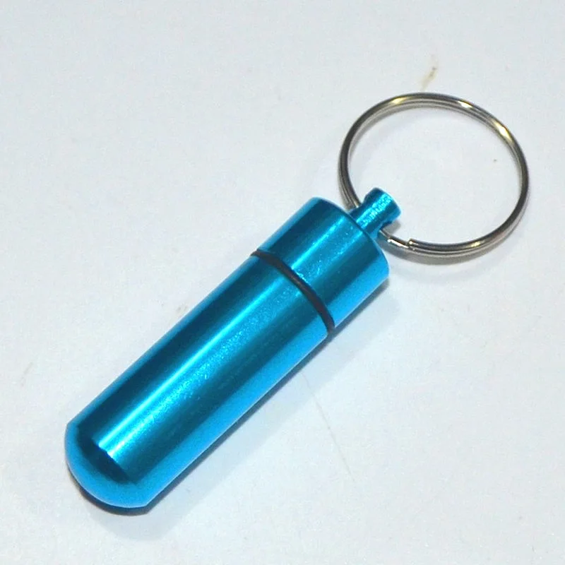 Light Blue Водонепроницаемый алюминиевый чехол для таблеток, бутылка для хранения, держатель для лекарств, брелок контейнер для лекарств, медицинский уход - Цвет: Light Blue