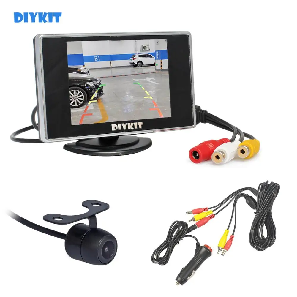 

DIYKIT Wired 3.5 inch TFT LCD Car Monitor Rear View Camera Kit Reversing Camera Parking Assistance System Easy Connect