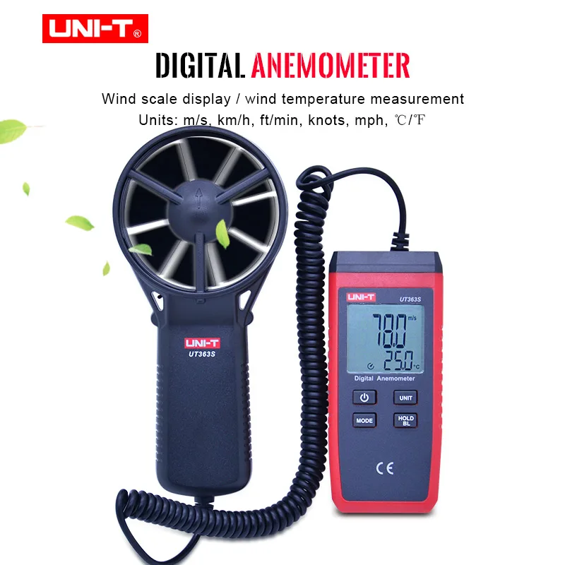 

UNI-T UT363S мини Анемометр Скорость метр ЖК-дисплей Дисплей воздушного потока Скорость MAX/AVG измерения ветра Уровень 1 ~ 12