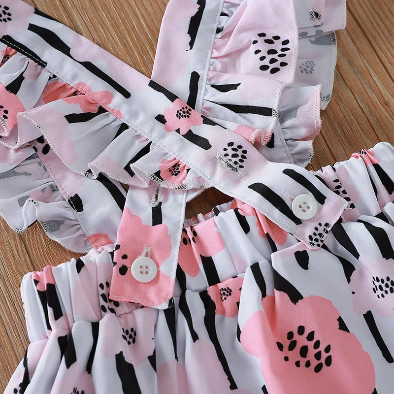 2019 г. Одежда для маленьких девочек осенний комплект розовый топ с цветочным