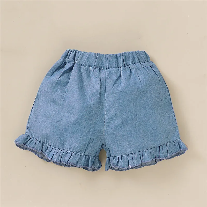 

Newborn Infant Baby Girl Outfits Clothes Short Sleeve Floral Print Ruffle T-shirt Tops Denim Shorts Outfits Outfits Baby Set