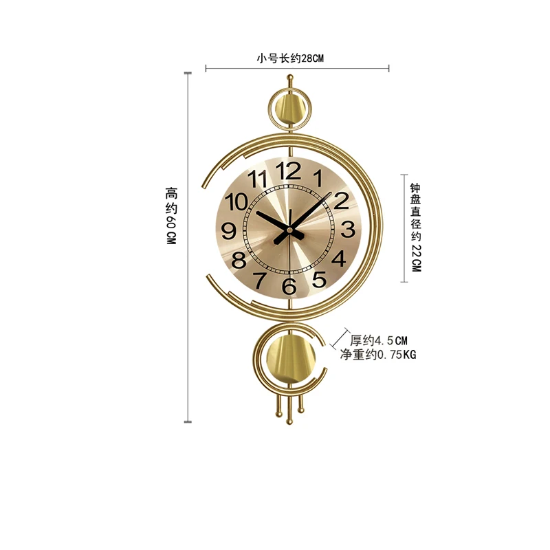

Luxury Wall Clock Vintage Silent Large Metal Nordic Simple Living Room Art Digital Wall Clock Golden Horloge Home Decor DA60WC