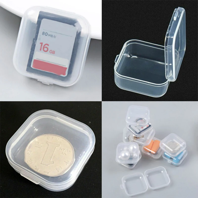

10pcs Mini Small Case PP Transparent Plastic Storage Box Pack boxes DIY Making Screw Parts Manicure Nail Material Accessories