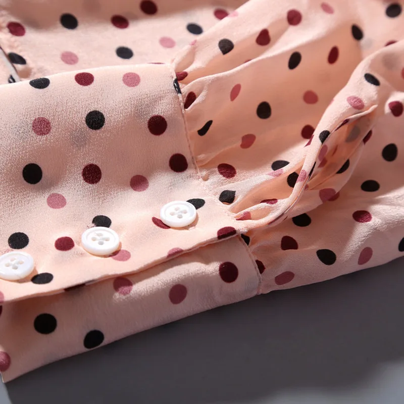 100% натуральная шелковая блузка женская рубашка с длинным рукавом Блузка в