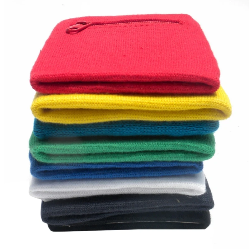 1 шт. хлопчатобумажные Браслеты Спортивный напульсник на молнии наручный кошелек