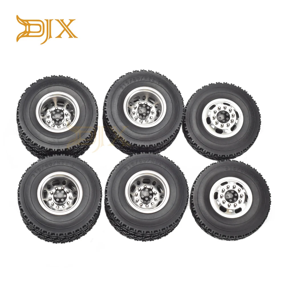 DJX CNC алюминиевые передние и задние диски ступицы с колесами шины для RC 1/14 Tamiya