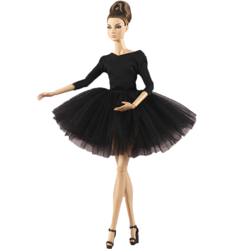 black dress Элегантное балетное платье для Барби Куклы наряды одежда праздничные платья платье-пачка Одежда для кукол Барби 1/6 аксессуары для кукол - Цвет: black dress