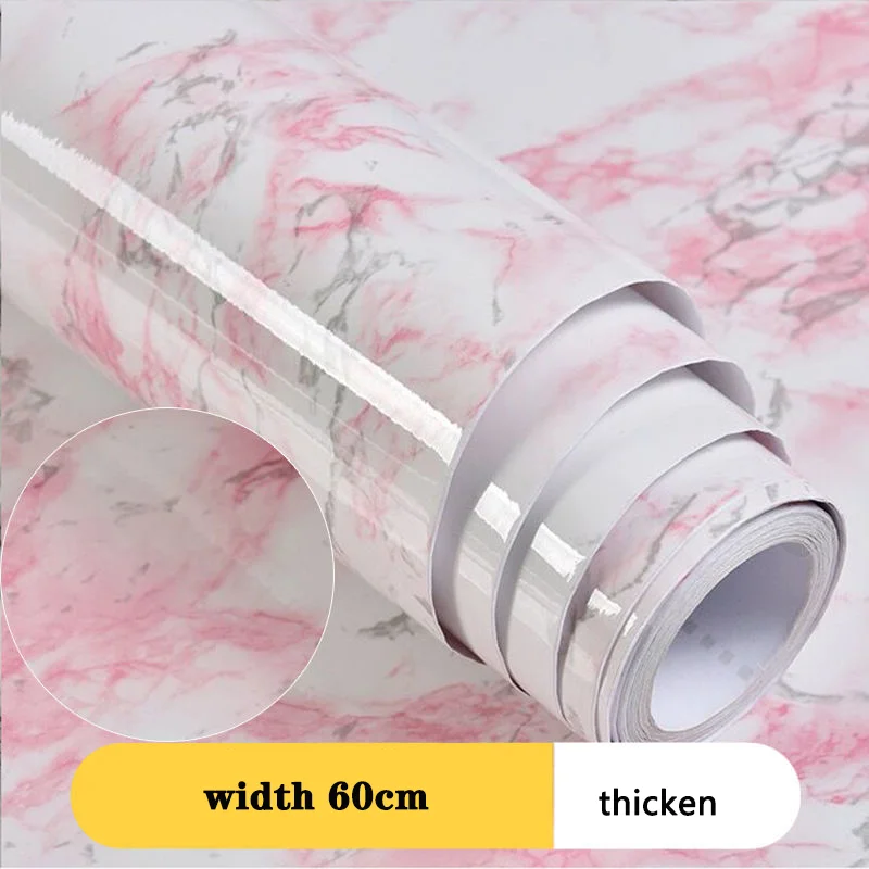 

Виниловая Водонепроницаемая белая/розовая мраморная контактная бумага, самоклеящаяся Съемная настенная бумага для панельного стола, Накл...