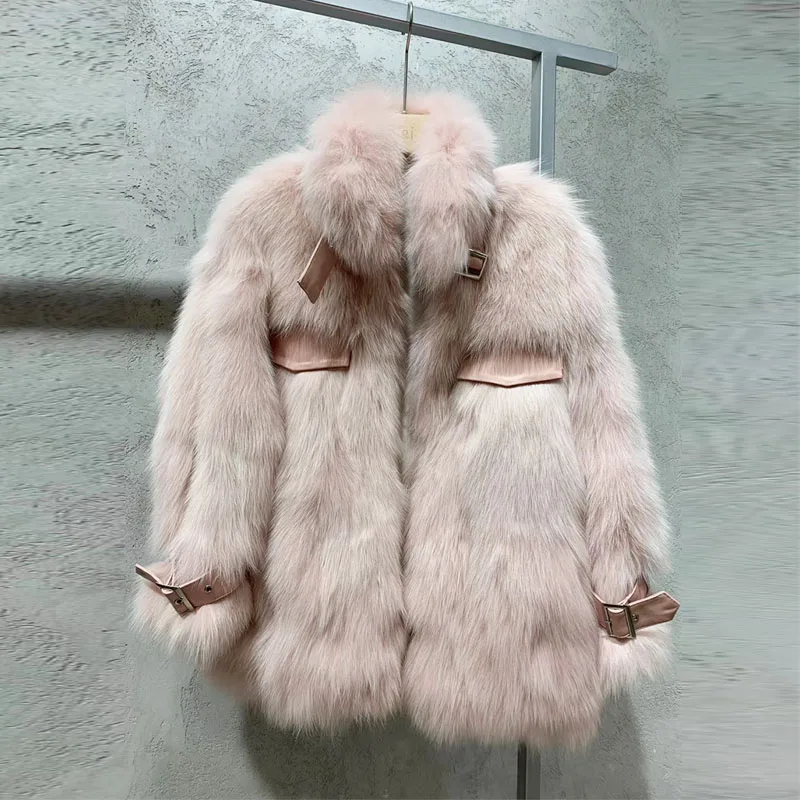 2020 брендовая Роскошная зимняя куртка женская шуба из натурального меха лисы
