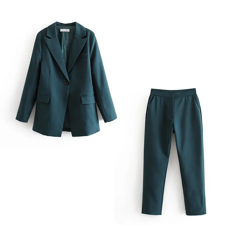 Осенний женский костюм Высококачественный новый модный однотонный маленький с