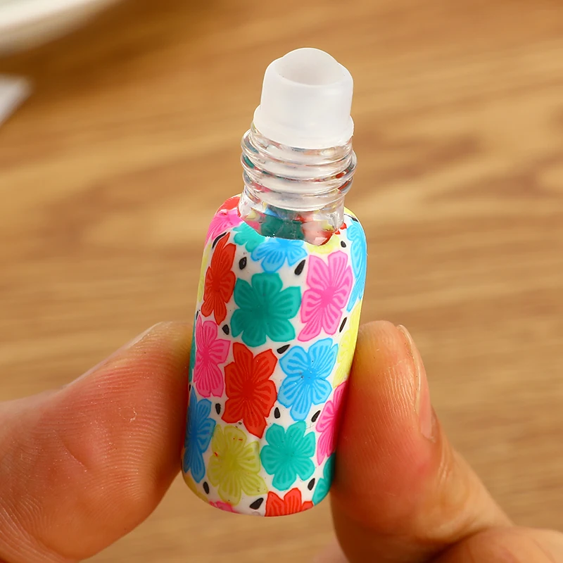 4pcs/set 6/10ml Portable Travel Glass Essential Oil Bottle Perfume With Ball Roller Many Patterns Sent At Random | Красота и здоровье