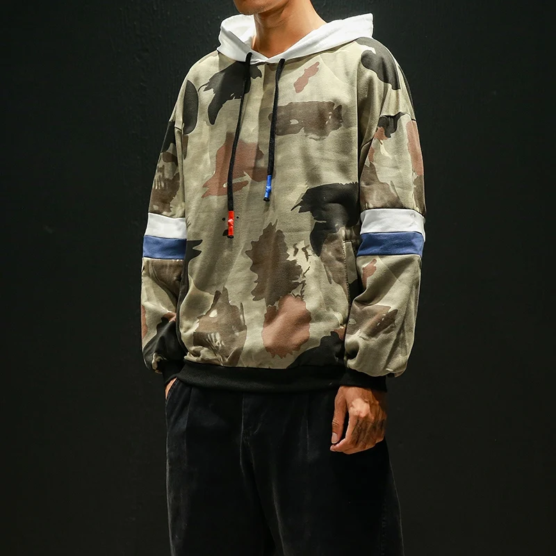 Прямая поставка осенний мужской уличная Камуфляжный пуловер мужские лоскутные