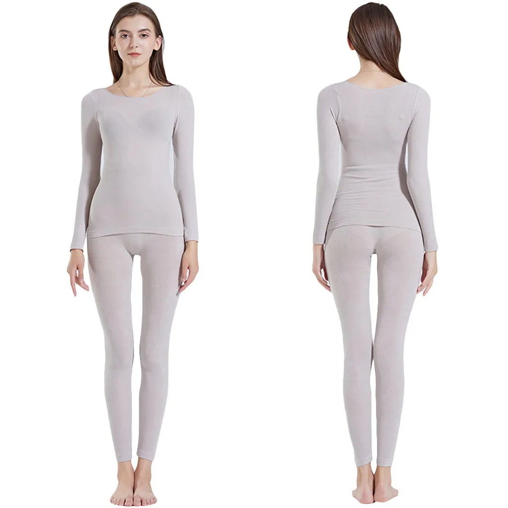 Female Gray KLV бесшовные эластичные Термальность нижнее термобелье(верх и низ) для грузовика Man/Новинки для женщин Бесшовные эластичные термобелье комплект - Цвет: Female Gray
