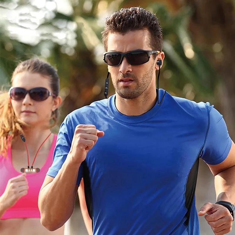 

Metal Sports Bluetooth Headphones SweatProof Wireless Earphone Magnetic Earpiece Stereo Headset for xiaomi Mobile Phone